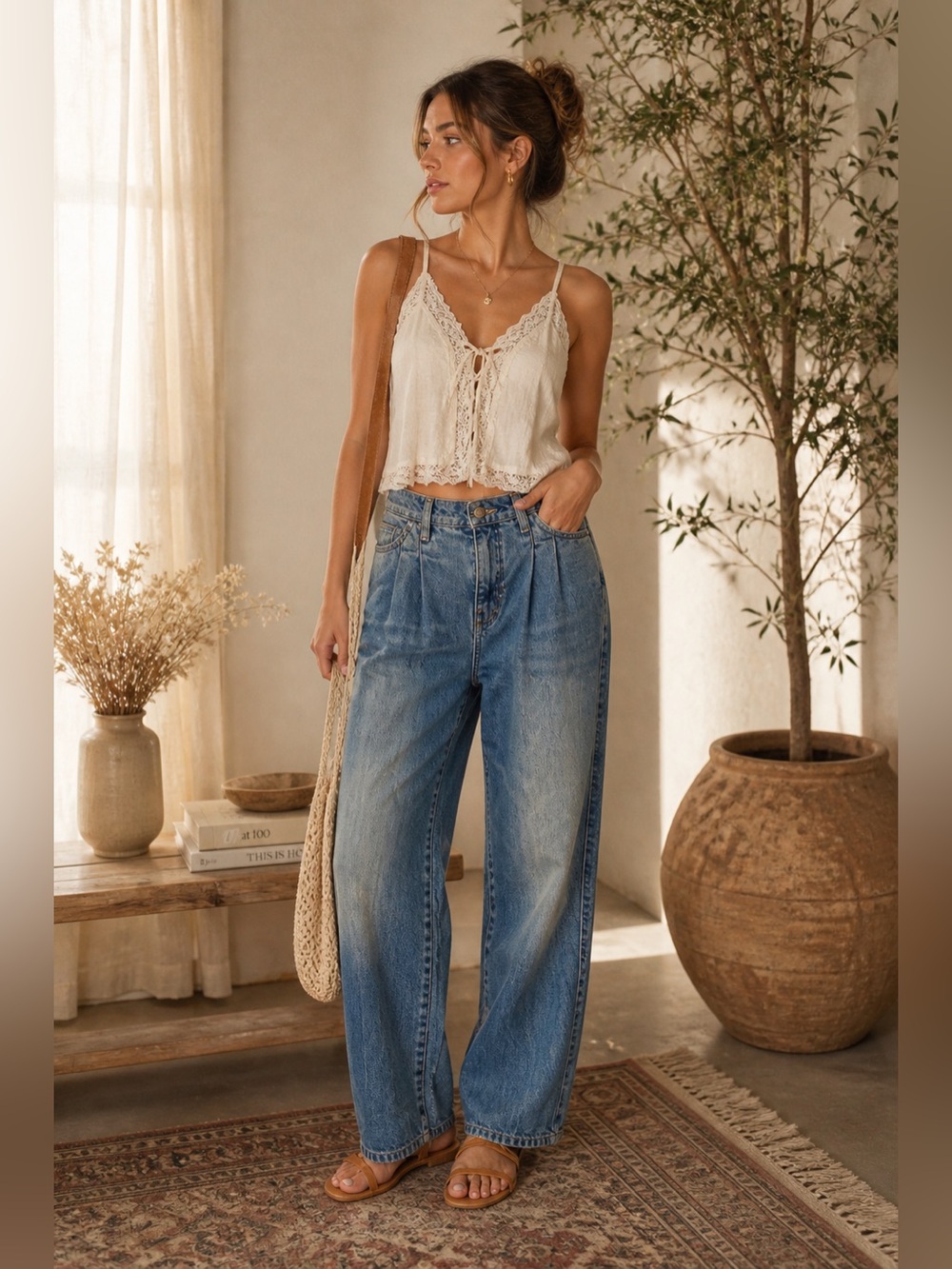 Free People Faded Love Pleated Blue High Rise Straight Leg Jeans Size 27” NWT!
